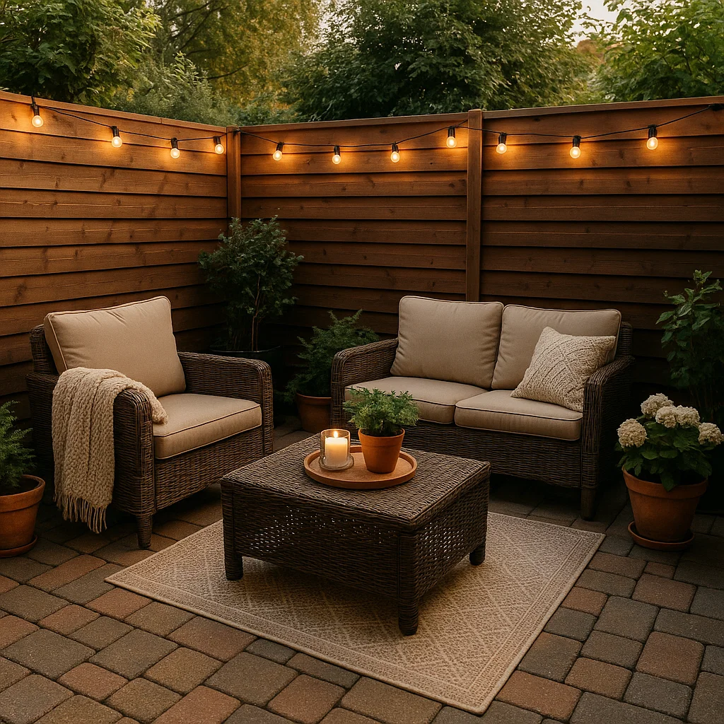 7 Patio Privacy Ideas That Also Light Up Your Evenings
