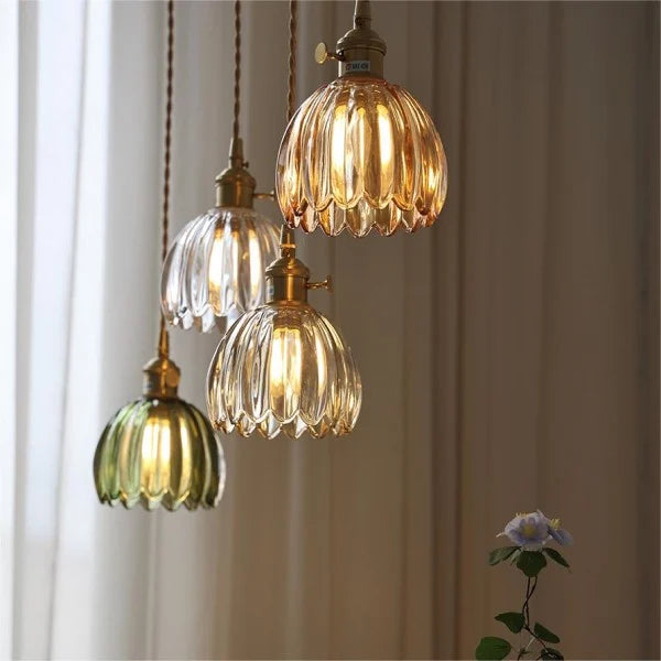 Japanese Retro Glass Flower Pendant Light S17 – Malane Lighting