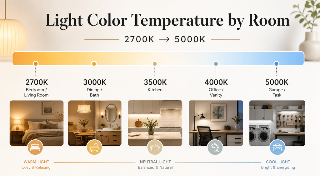 Light Color Temperature by Room: A Simple Guide (2700K–5000K)