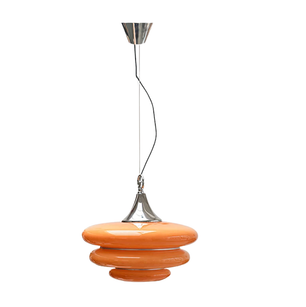 Orange Glass & Chrome Pendant Light