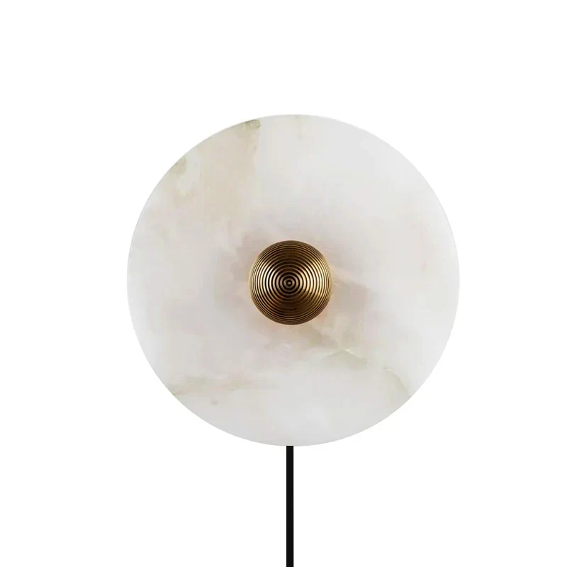 Plug In Alabaster Disc Wall Sconce