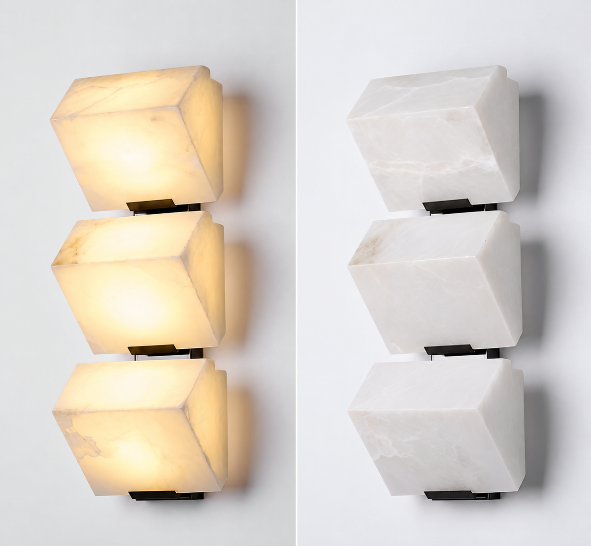 Alabaster Cube Wall Sconce