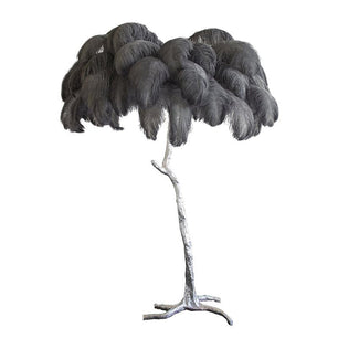 Ostrich Feather Brass Floor Lamp