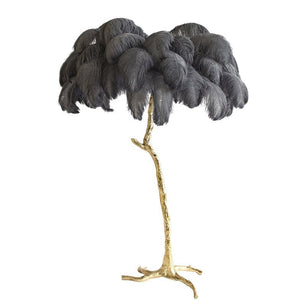 Ostrich Feather Brass Floor Lamp