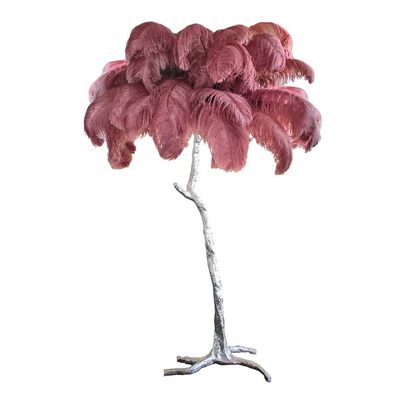 Ostrich Feather Brass Floor Lamp