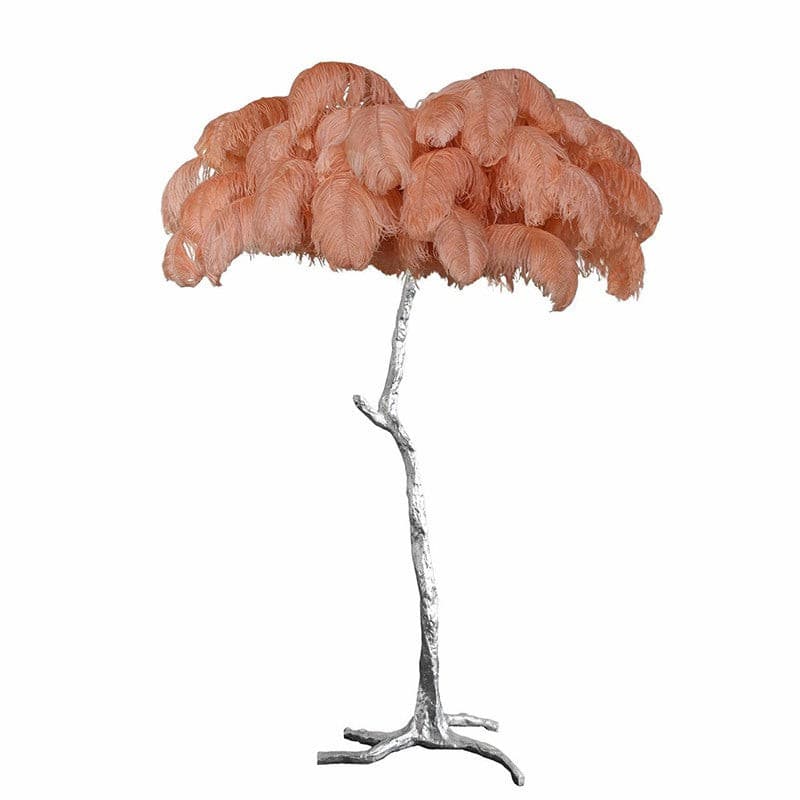 Ostrich Feather Brass Floor Lamp