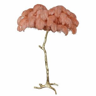 Ostrich Feather Brass Floor Lamp