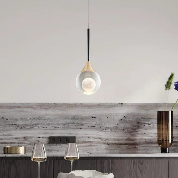 Moon Clear Glass Ball Pendant Light