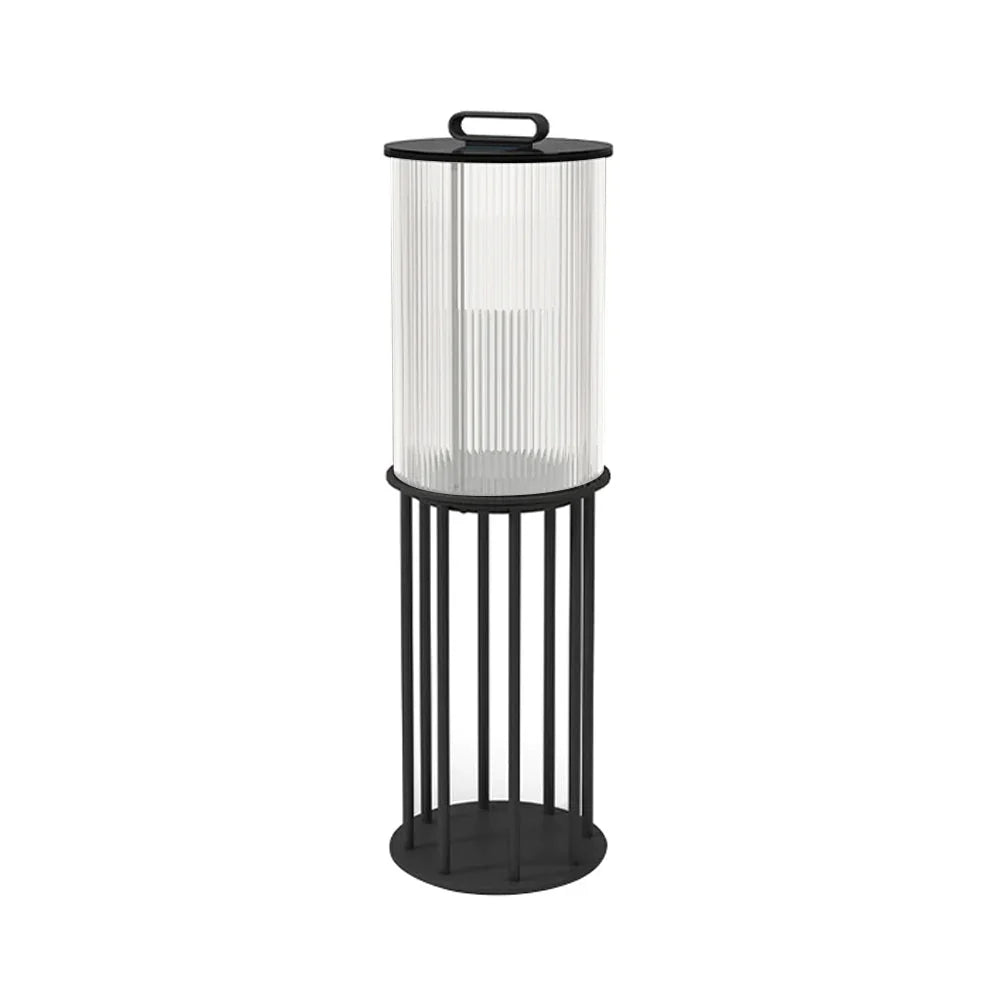 Line Glass Lantern Solar Floor Lamp