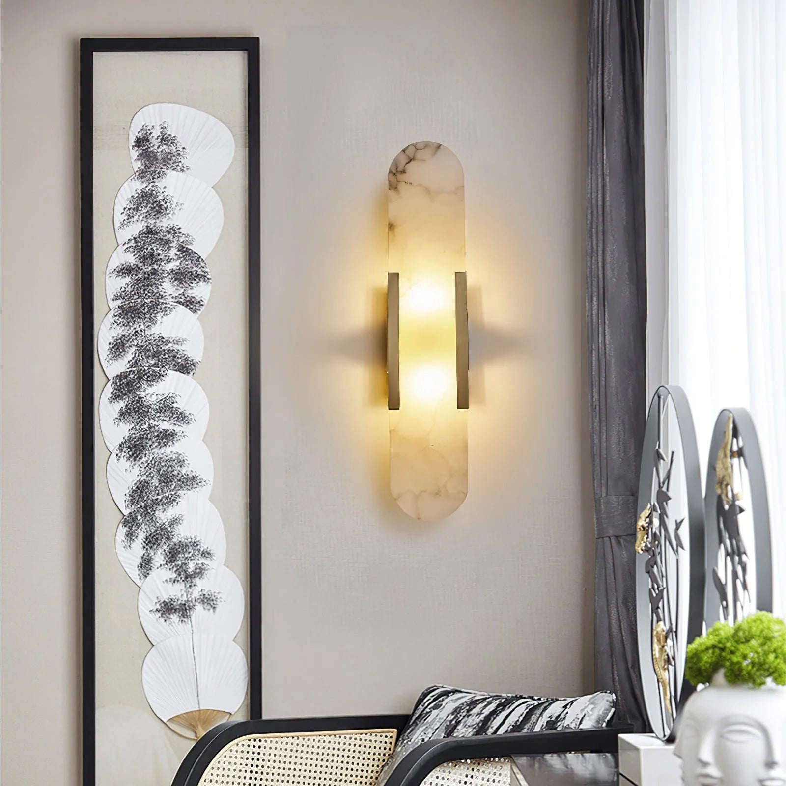 Geometric Harmony Alabaster Wall Lamp