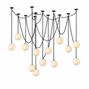 Alabaster Stone Sphere Multi-Light Chandelier