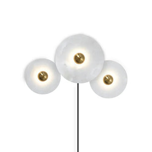 Round Alabaster Combination Plug In Wall Lamp