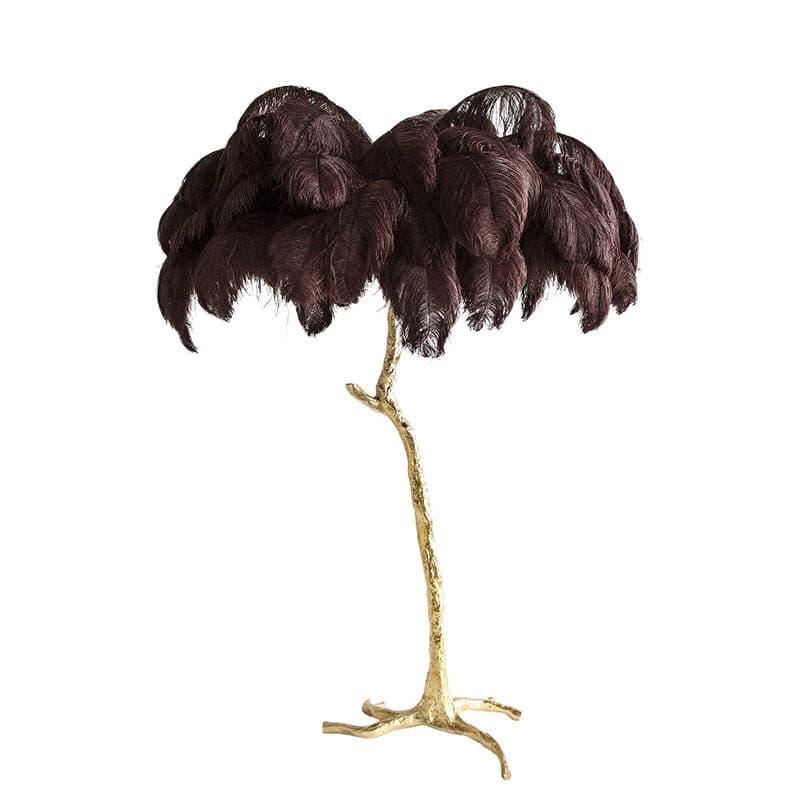 Ostrich Feather Brass Floor Lamp