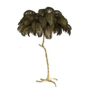 Ostrich Feather Brass Floor Lamp