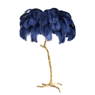 Ostrich Feather Brass Floor Lamp