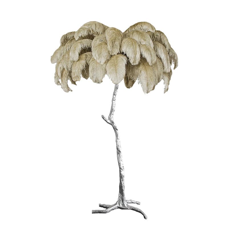 Ostrich Feather Brass Floor Lamp