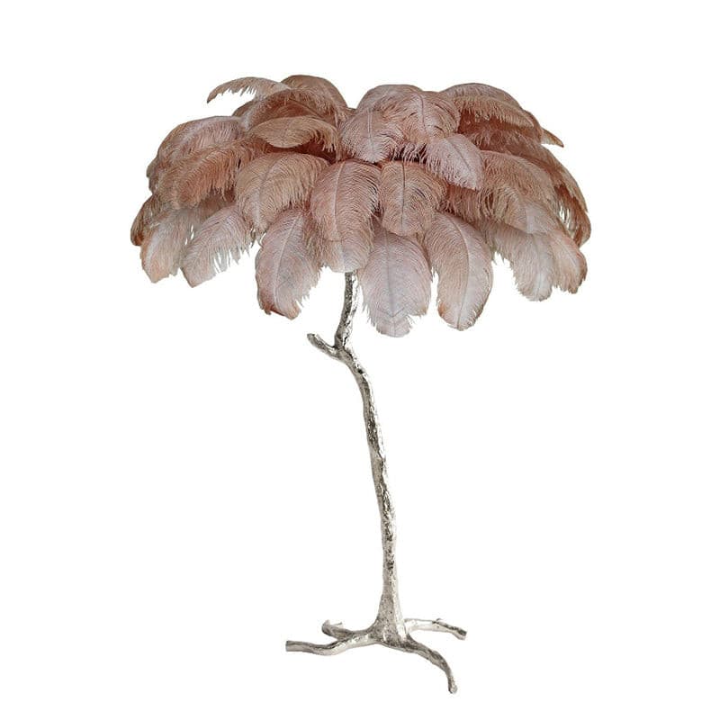 Ostrich Feather Brass Floor Lamp