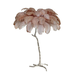 Ostrich Feather Brass Floor Lamp