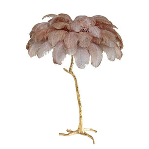 Ostrich Feather Brass Floor Lamp