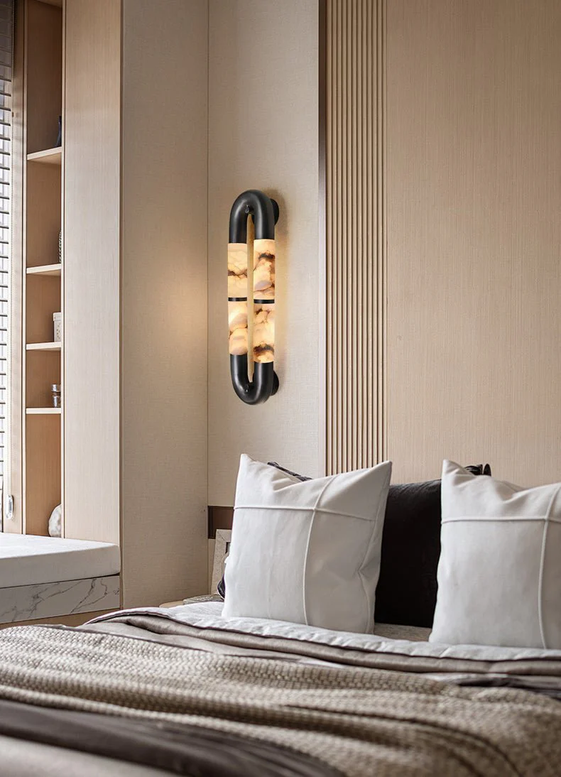 Volterra Dual-Crescent Alabaster Sconce