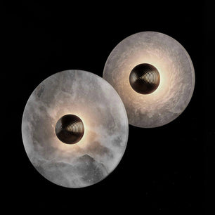 Round Alabaster Combination Wall Lamp