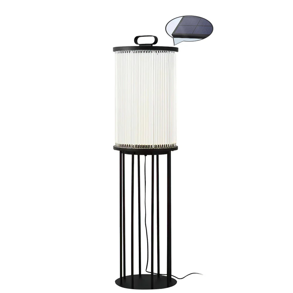 Line Glass Lantern Solar Floor Lamp