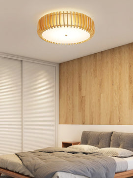 Wooden Drum Ceiling Lamp