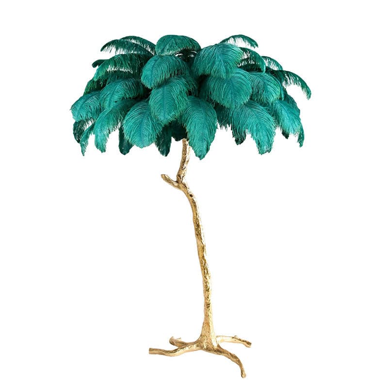 Ostrich Feather Brass Floor Lamp