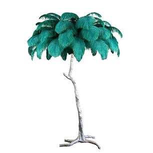 Ostrich Feather Brass Floor Lamp