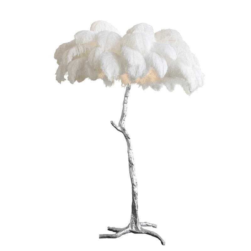 Ostrich Feather Brass Floor Lamp