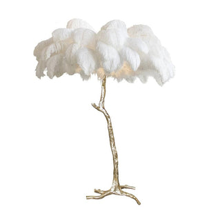 Ostrich Feather Brass Floor Lamp