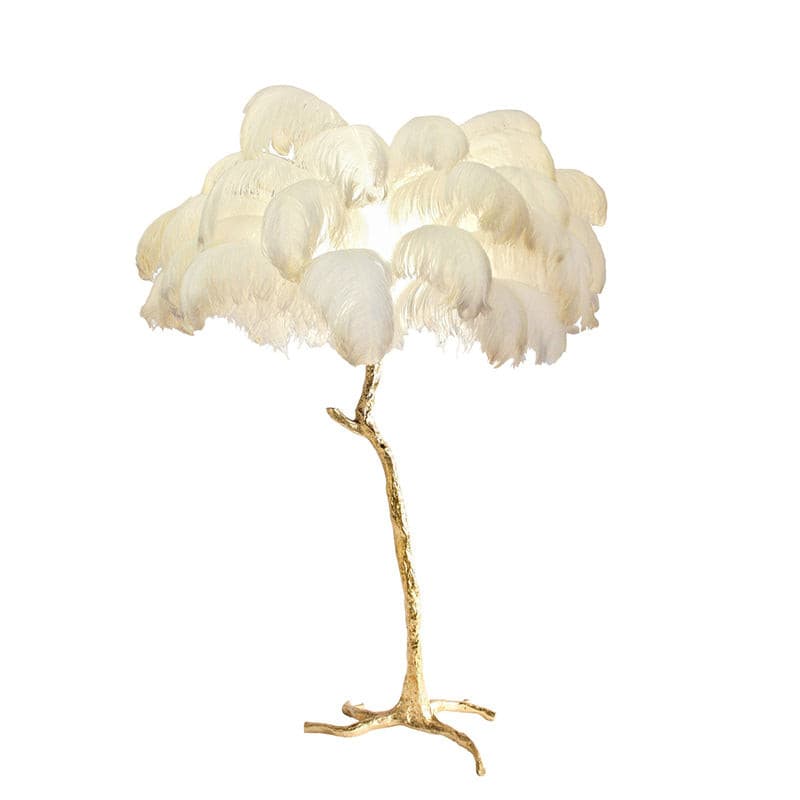 Ostrich Feather Brass Floor Lamp