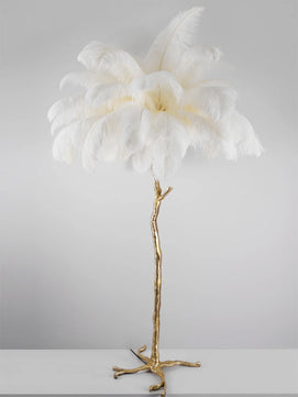 Ostrich Feather Brass Floor Lamp