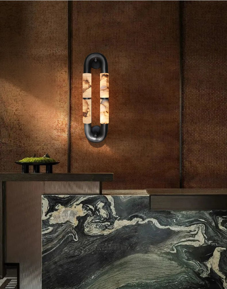 Volterra Dual-Crescent Alabaster Sconce