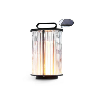 Line Glass Lantern Solar Table Lamp