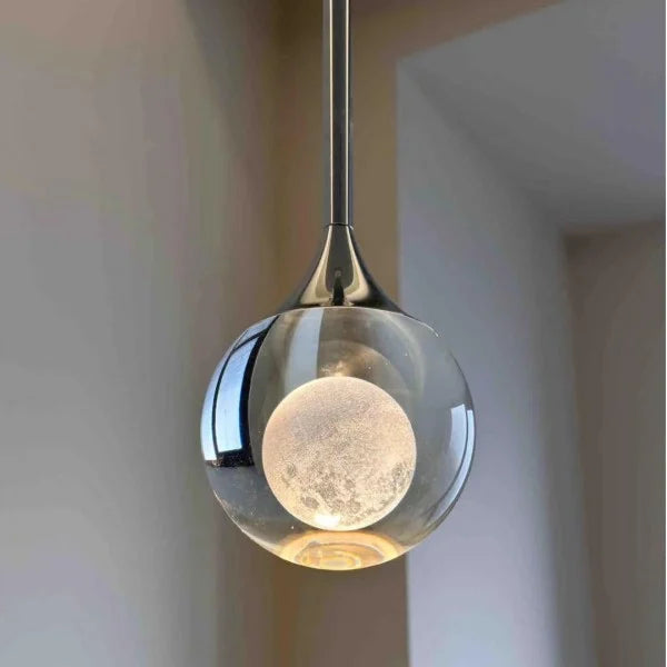 Moon Clear Glass Ball Pendant Light