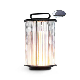 Line Glass Lantern Solar Table Lamp