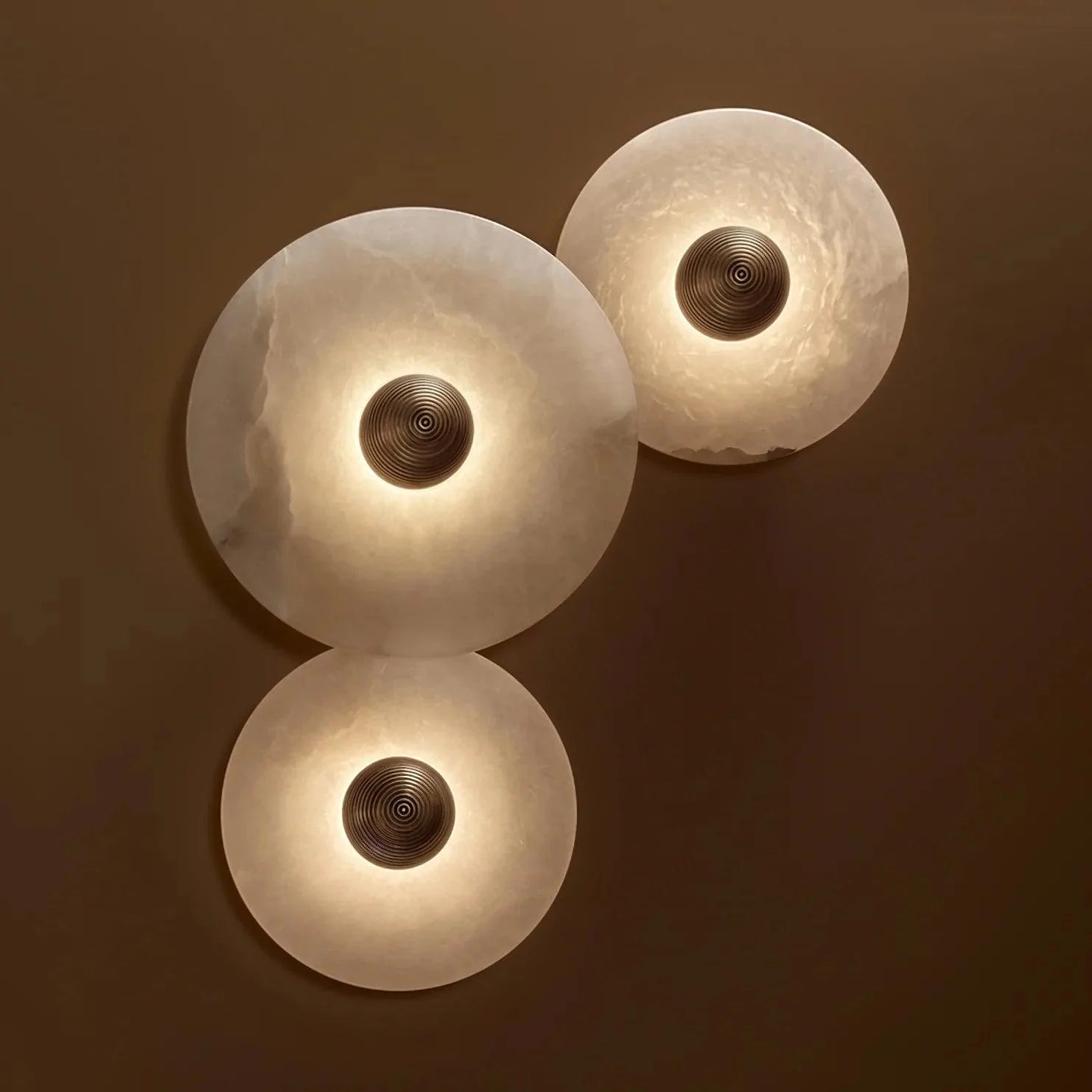 Round Alabaster Combination Wall Lamp