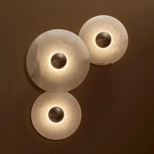 Round Alabaster Combination Wall Lamp