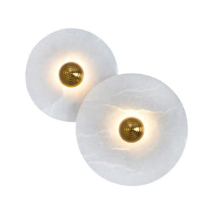 Round Alabaster Combination Wall Lamp