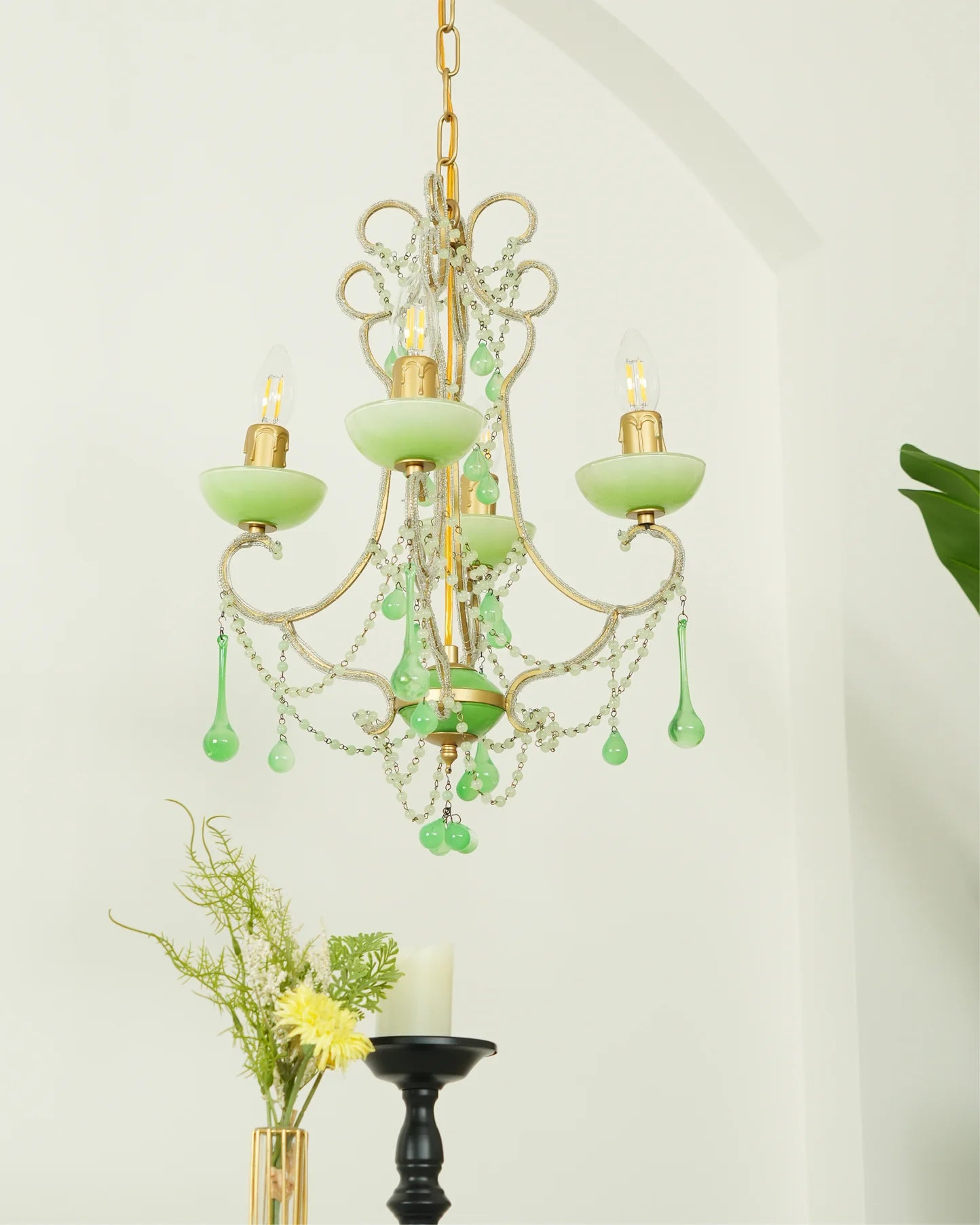 Murano Green Drops Chandelier