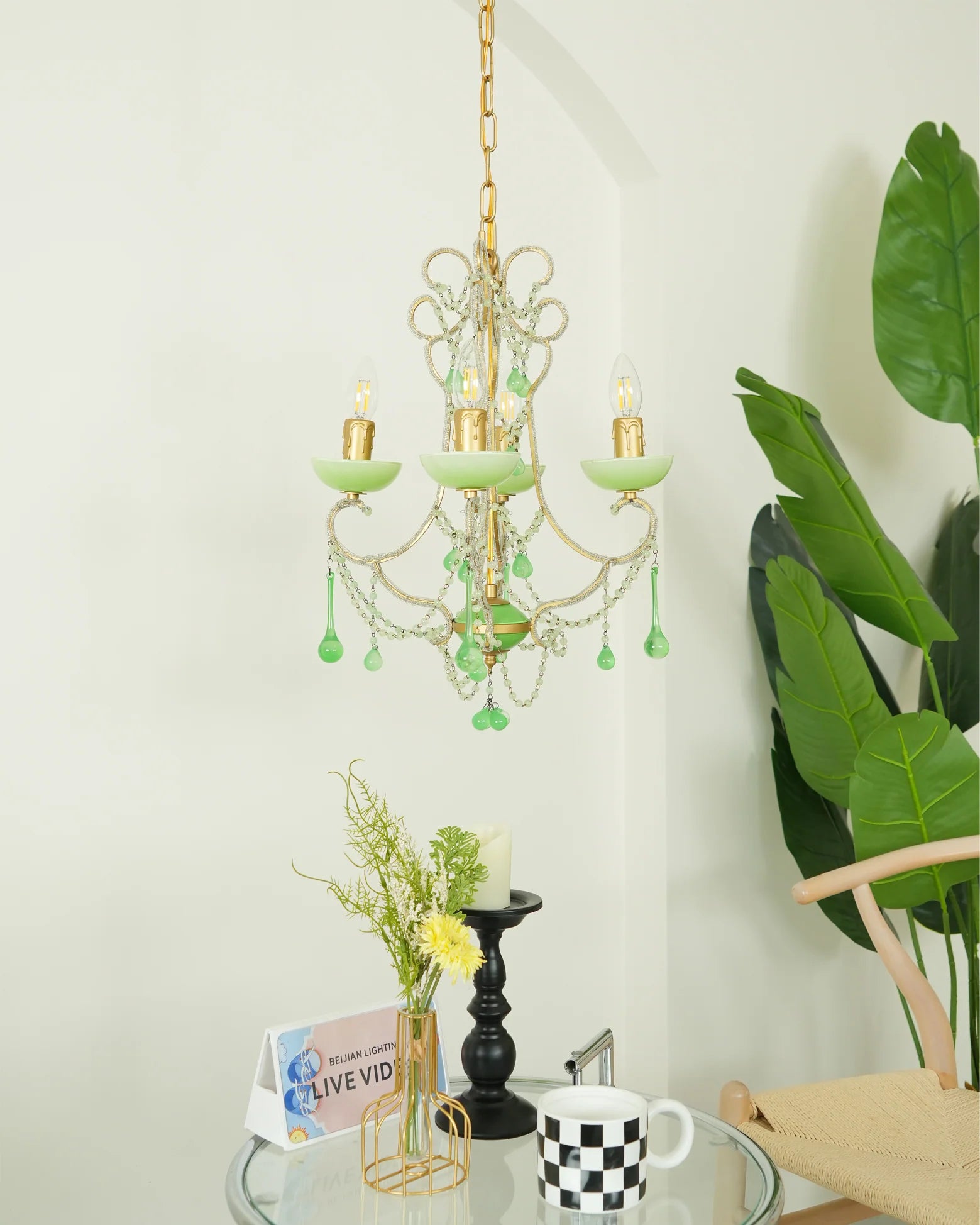 Murano Green Drops Chandelier