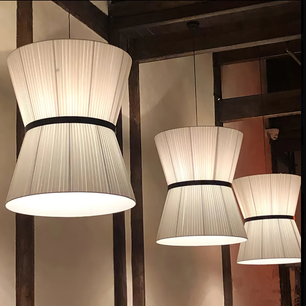 Pleated Linen Hourglass Pendant Light