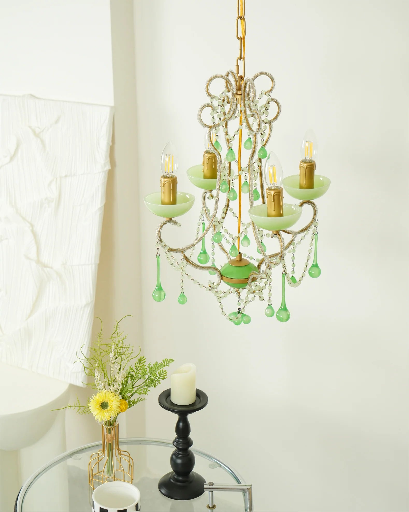 Murano Green Drops Chandelier