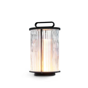 Line Glass Lantern Solar Table Lamp