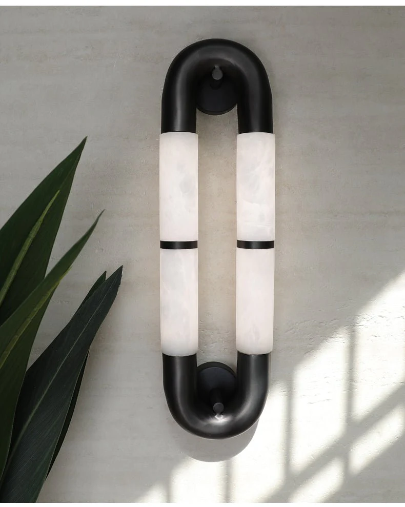 Volterra Dual-Crescent Alabaster Sconce