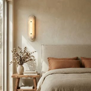 Natural Travertine & Alabaster Capsule Sconce