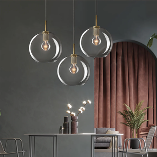 Brass & Clear Glass Pendant Light