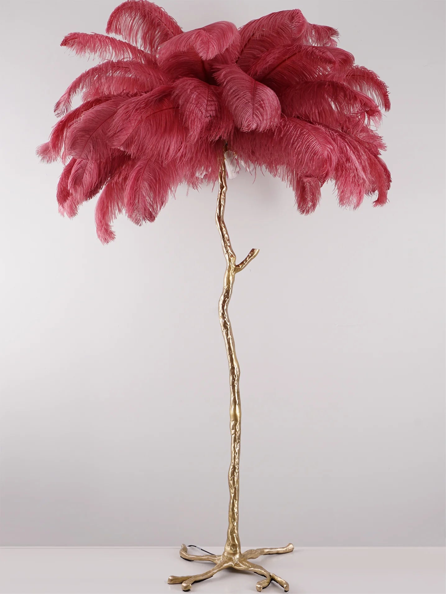 Ostrich Feather Brass Floor Lamp