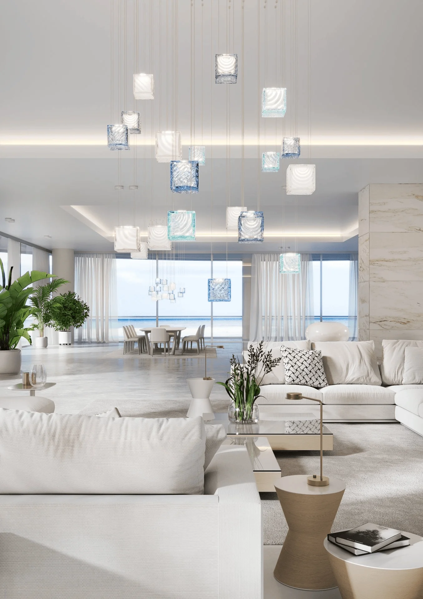 Square Multi Crystal Light Pendant Chandelier